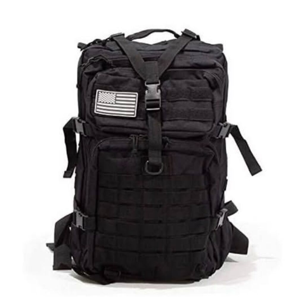 🎒 Tactical MOLLE Backpack – BLACK w/ USA FLAG – BRAND NEW!